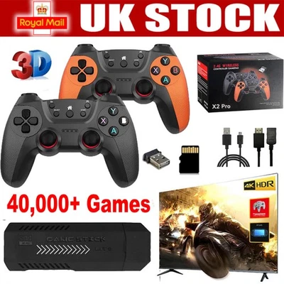 X2 PRO 4K Retro Game Stick Console Plug Play 40000+ Games 2 Wireless Controllers