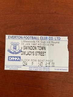 Everton v Swindon Town FA Cup 1997 ticket stub
