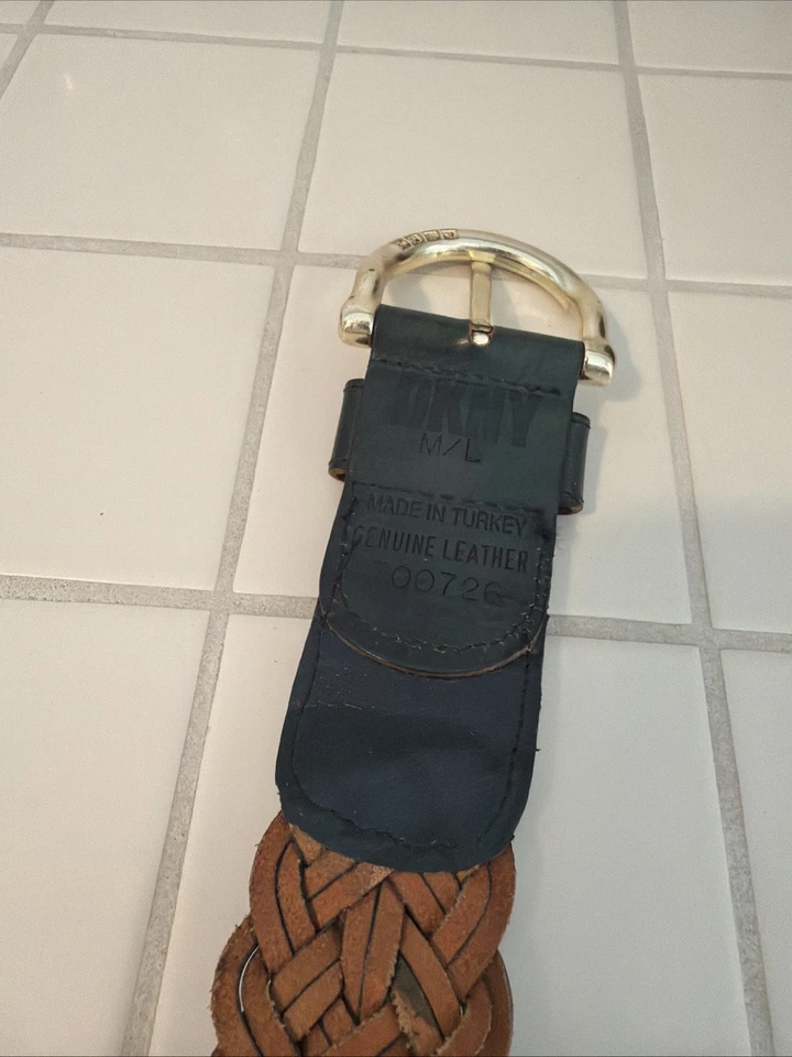 DKNY Women’s Braided Leather Belt Blue & Black Medium/Large - Image 3 of 3