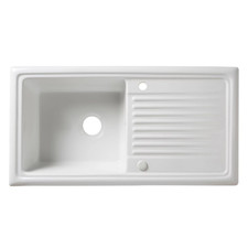 Cooke & Lewis Burbank White Ceramic 1 Bowl Sink & drainer 525mm x 1010mm 