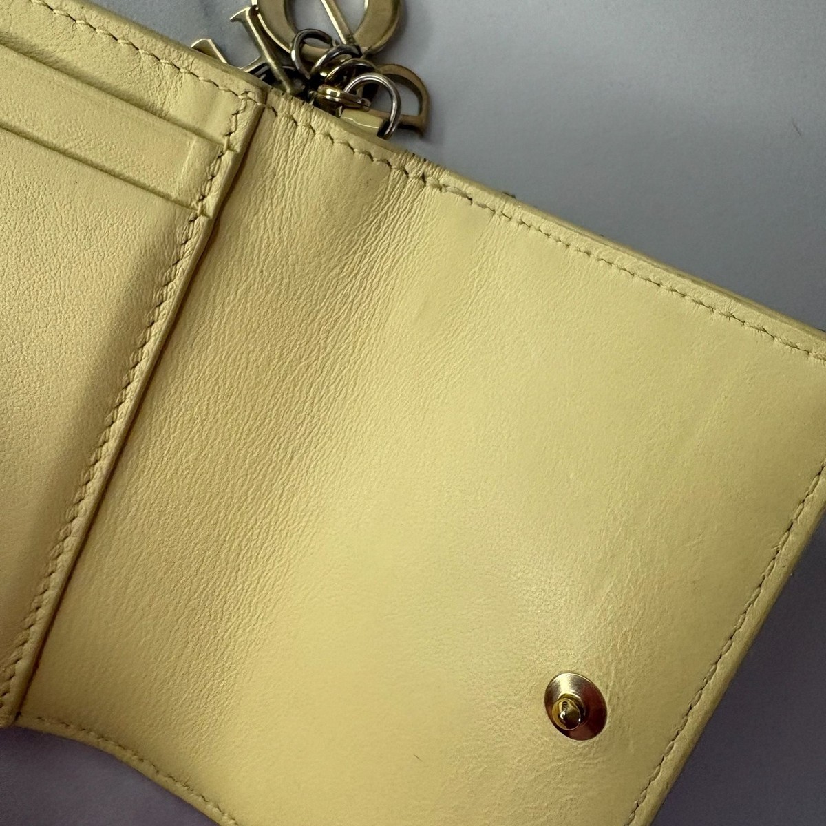 Christian Dior Lady Dior Lotus Wallet Yellow Patent Cannage