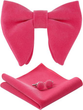 Mens Pretied Bowties Velvet Solid Color Adjustable Oversized Tuxedo Bow Tie and