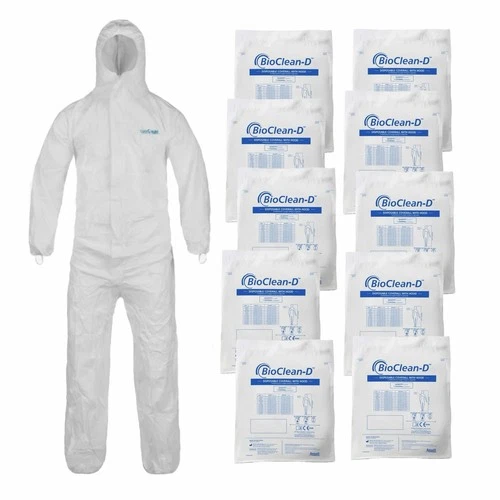 10PK Disposable Coveralls SIZE M (Non-Sterile) Ansell BioClean #BDCHT-M *READ* video thumbnail