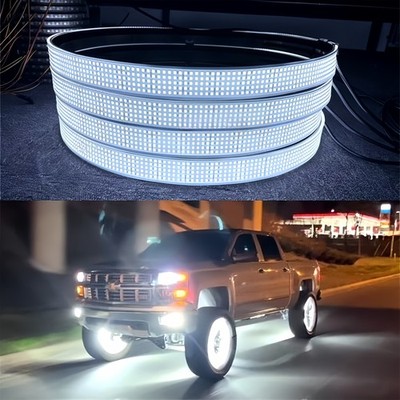 Tzvmny 15.5'' 5-Row LED Wheel Lights Pure White Cold White Tire Halo Rings