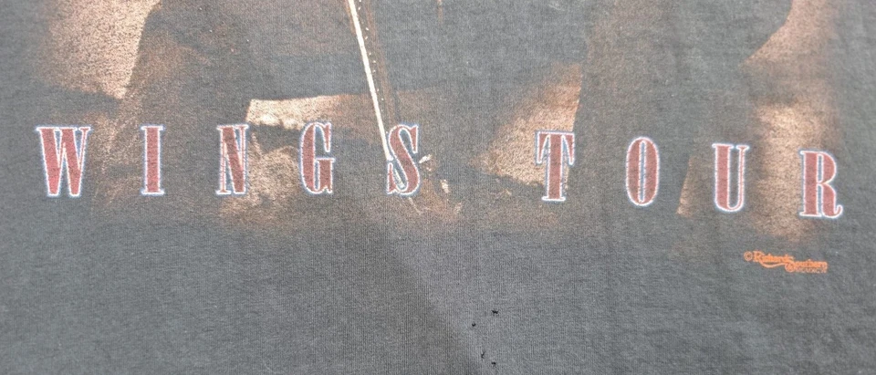 Винтажная футболка 1989 Mark Chestnutt The Wings Tour. Выцветший черный, напряженный поношенный - Изображение 3 из 4