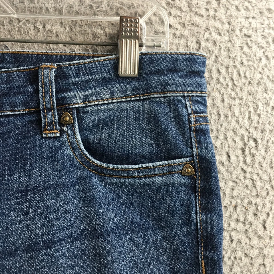 KUT From The Kloth Catherine Boyfriend Jeans Womens 6P Blue Denim Distressed Zip - Image 4 of 4