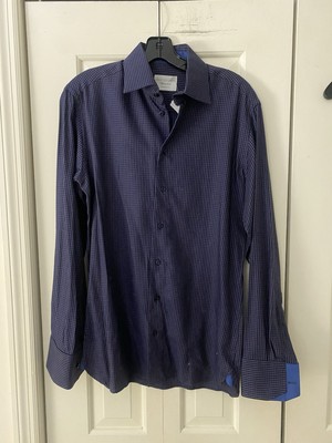 NEW Sebastian James $250 CURRENT Purple Navy Blue Black Gray Men's Shirt S Spain