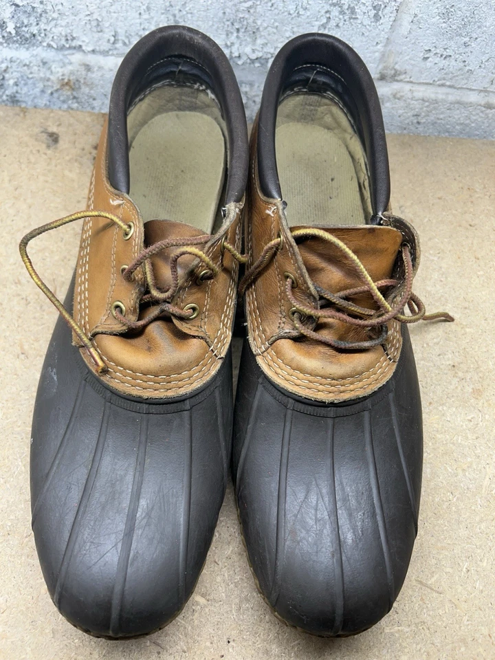 LL Bean Talla 15 N A como Marrón Tostado Bajo Pato Botas de Lluvia Cuero de Goma Foto 4 de 4
