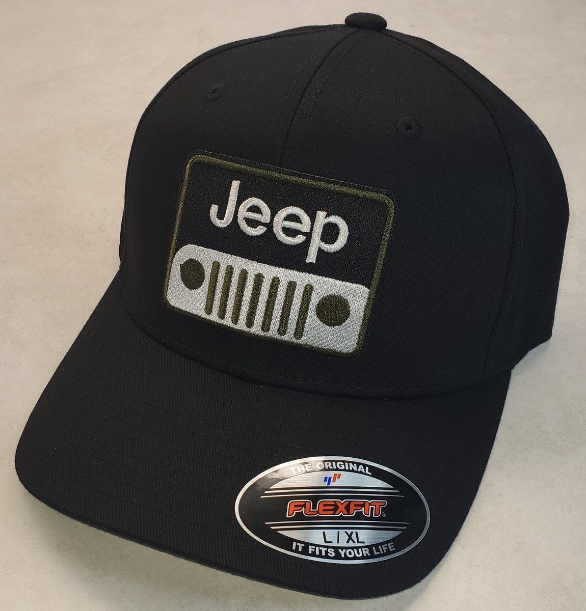 JEEP Patch on Flexfit 6277 Hat / Black - L/XL 7 1/8