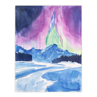 Abstrakte Nordlichter Aurora Borealis im Winter Wandbild Poster Druck