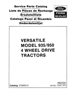 NEW HOLLAND V3020PU-935 VERS TRAC-1978 PARTS CATALOG
