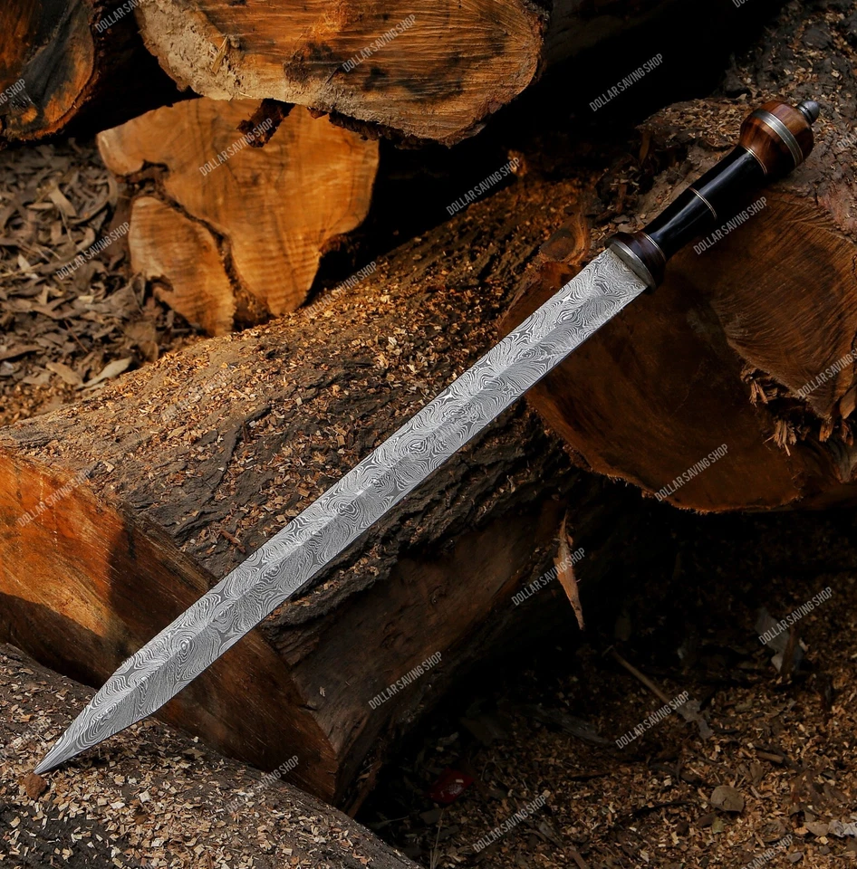 Espada única hecha a mano de acero Damasco gladiador/gladius/romana con funda. Foto 3 de 4