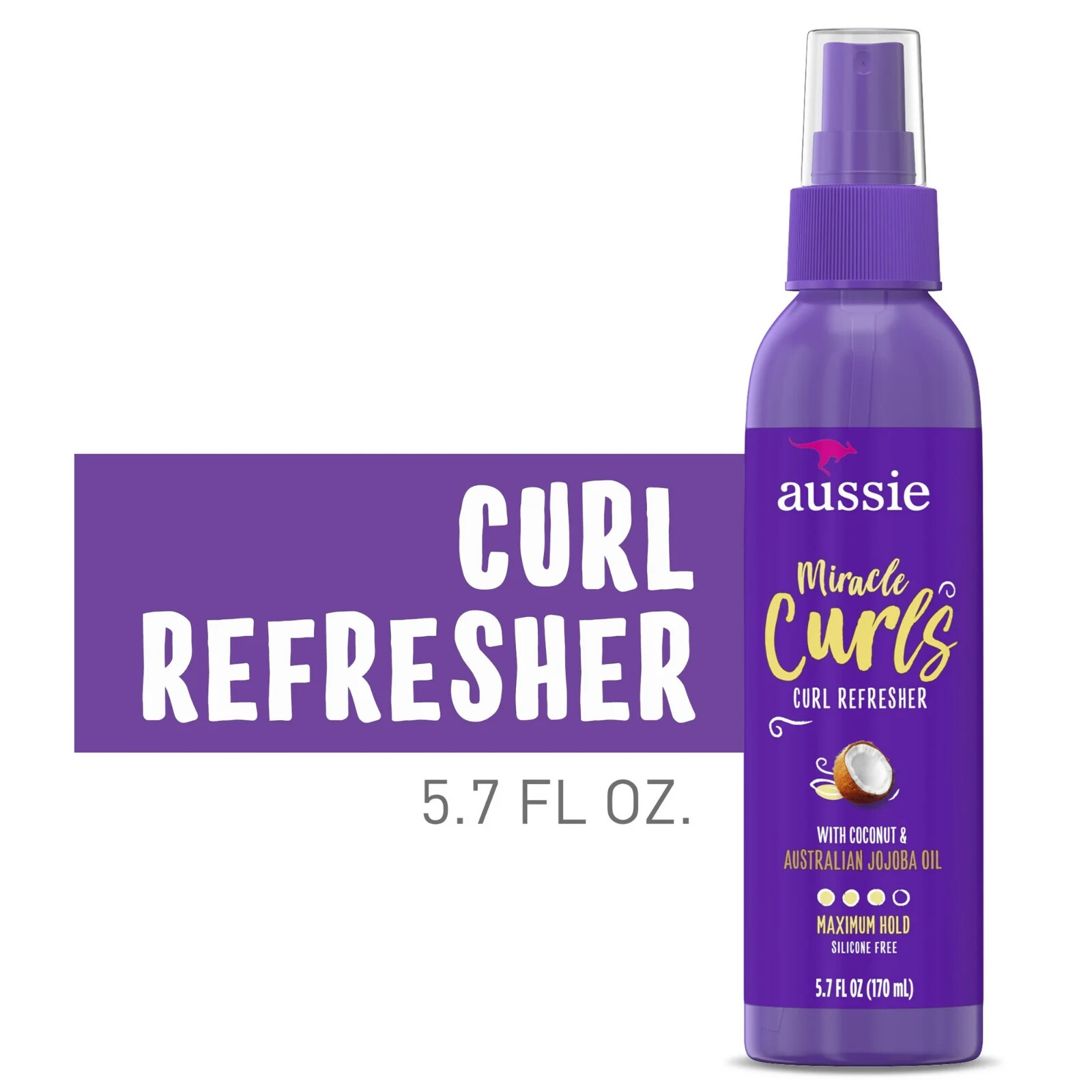 Aussie Miracle Curls Refresher Spray Gel with Coconut & Jojoba Oil, 5.7 Fl oz