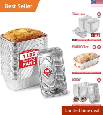 Mini Loaf Pans - Disposable, Freezer & Oven Safe - 50 Pack - Great Value