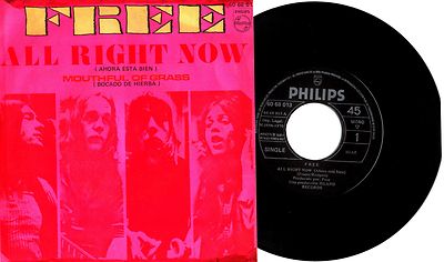 7'' - Free - All Right Now (Ahora Está Bien) (ORIG. SPANISH EDIT. 1970) MONO VG+