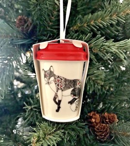 Starbucks Cup Ornament 2017 Fox Holiday Christmas Tree Red Lid