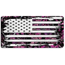 American muddy girl flag  aluminum vanity license plate car truck SUV tag