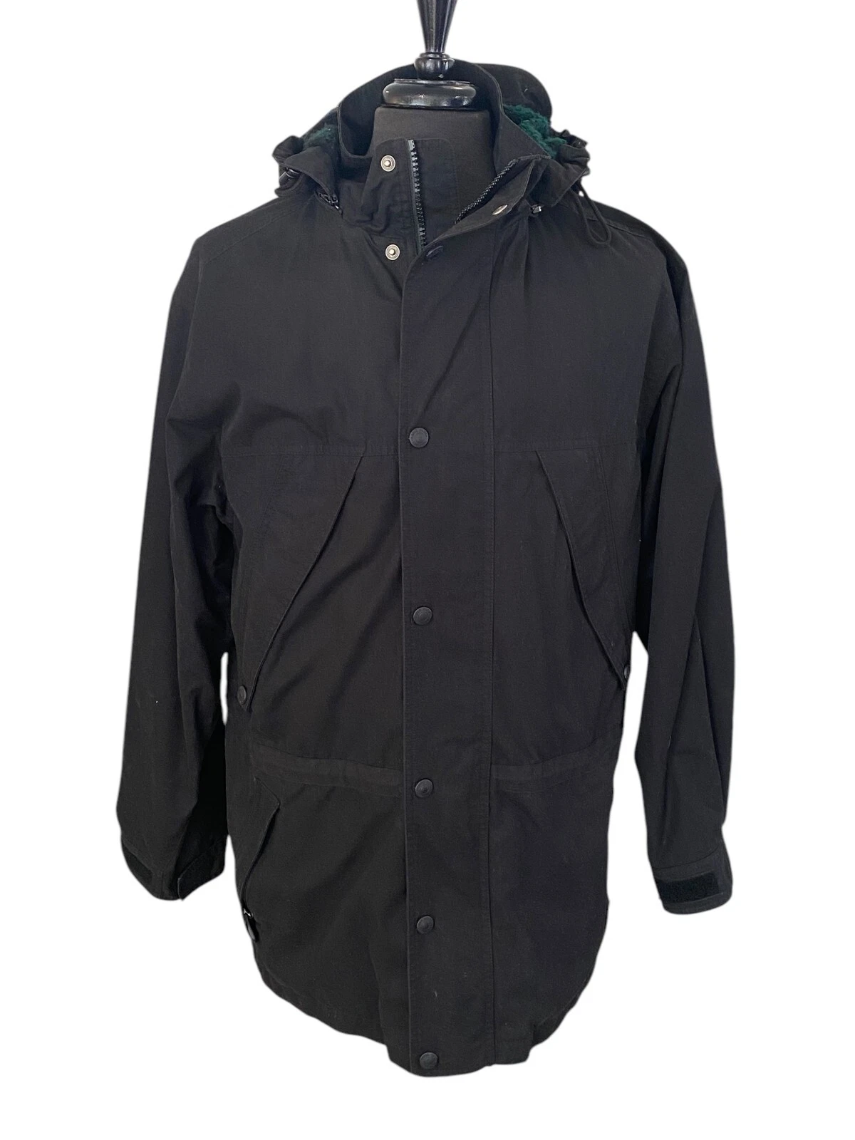 Vintage EDDIE BAUER Mens Black w/Fleece Lined Hooded Parka Jacket Size: Med