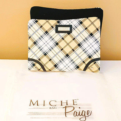 Miche Paige Petite Shell. Black and Tan Plaid with Black Trim