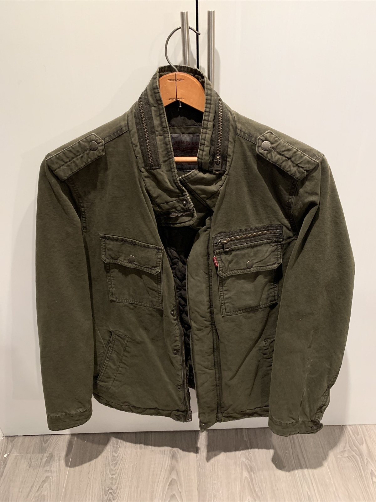 Levi's Washed Cotton Military Jacket Olive Green/Brow… Gem