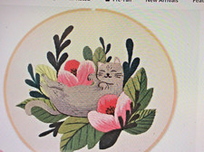 Mischievous Cat Embroidery Kit For Beginners Cat, Plant, Flowers