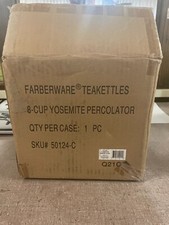 FARBERWARE Stainless Steel 8 Cup Stovetop Yosemite Percolator #Q21C.  New in box