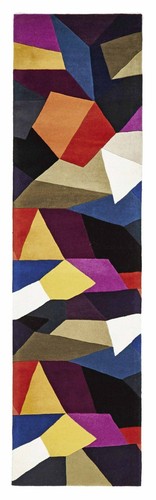 VIVID GEOMETRIC MULTI COLOUR THICK HANDMADE WOOL FLOOR RUG RUNNER 80x400cm **NEW - Picture 2 of 5