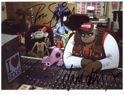 Damon Albarn Paul Simonon Gorillaz signiertes 8 x 10 Foto + COA Garantie
