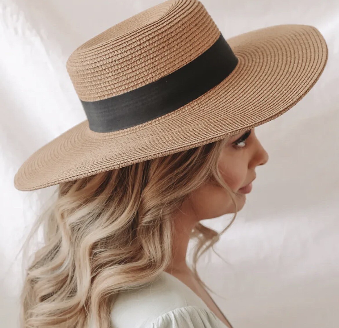 Lulus To the Sun Tan Woven Wide Womens Wide Brim Boater Hat One