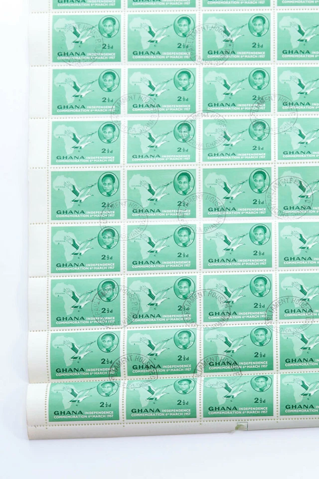 Hoja de estampillas de la independencia de Ghana, GH 2, 1957. 60 sellos Foto 2 de 4