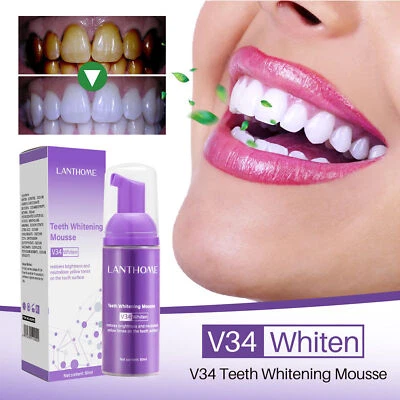 LANTHOME 💖 Teeth Whitening Mousse White Tooth 🦷 Cleaning Oral Foam Stains Fresh Breath✅