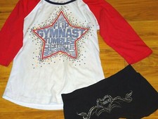 Justice Girl Dance Yoga Gymnastics Shorts shirt tee Outfit 10 12