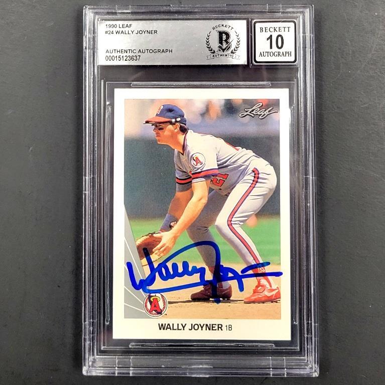 Wally Joyner autograph signed 1990 Leaf #24 Card BAS BGS 10 auto