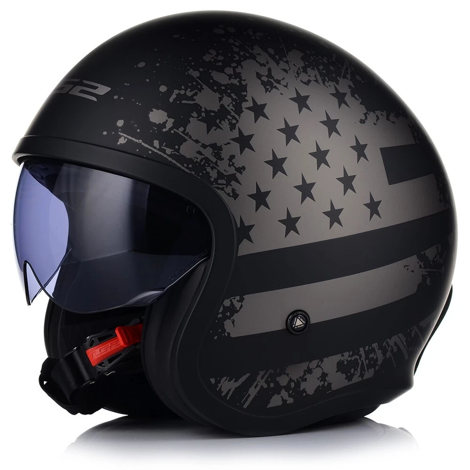 LS2 OF599 II FLAG Spitfire Jethelm Retro Motorradhelm Chopper Rollerhelm XS-XXXL - Bild 2 von 4
