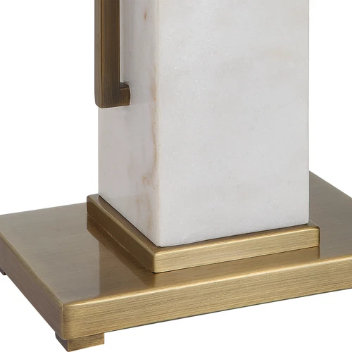 Modern Minimalist White Marble Rectangles Table Lamp 35 in Geometric Blocks Gold - Picture 7 of 8
