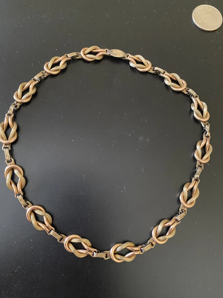 1930’S GW PRODUCTS 1/20 12K ROSE GOLD FILLED ON STERLING ART DECO NECKLACE KNOT - image 2 of 4