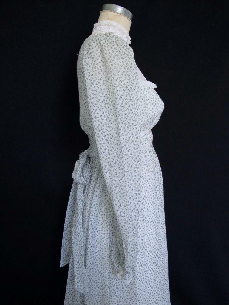 Vintage Gunne Sax Jessica McClintock Prairie Dress XXS 5 Blue Calico ...