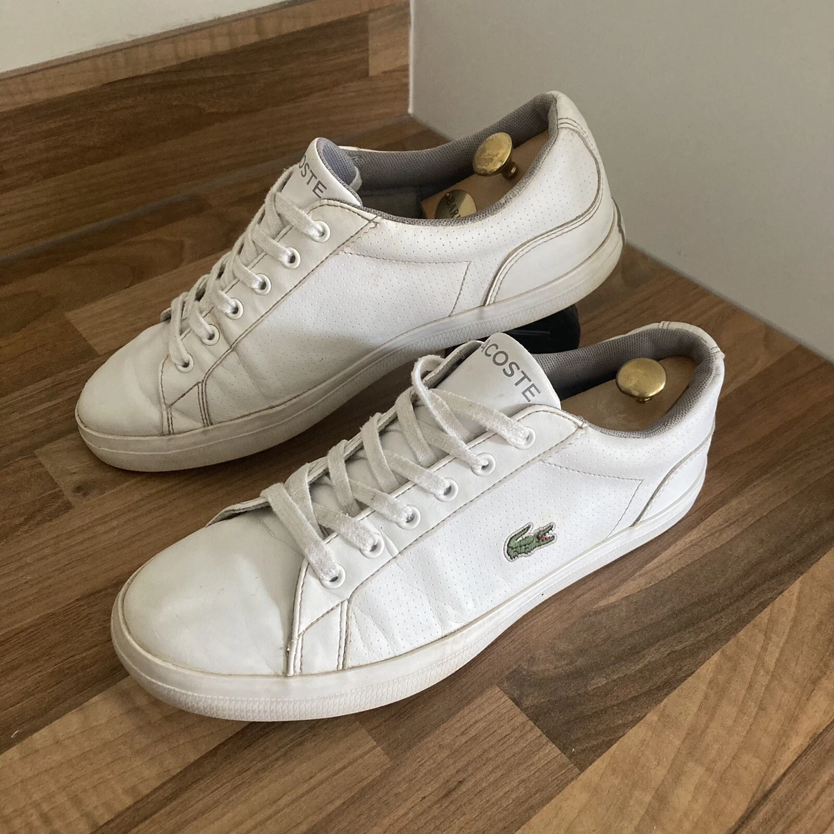 Women s Lacoste Lerond White Leather Trainers Shoes UK Size 5 eBay