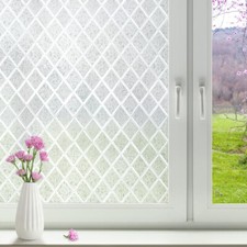 rabbitgoo Rainbow Frosted Window Film Privacy Stained Cling Static Glass Sticker