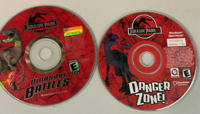 Jurassic Park PC Video Game Lot - Dinosaur Battles & Danger Zone! Windows CD-ROM