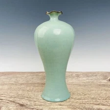 12“ China ancient circumfluence Ru porcelain flower mouth Plum vase