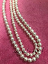2 layer beautiful 19"  20" AAA south sea NATURAL WHITE PEARL NECKLACE S925 