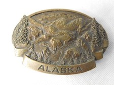 Vintage Cast Brass State of Alaska Men's Belt Buckle 1978 Bergamot Brass Works