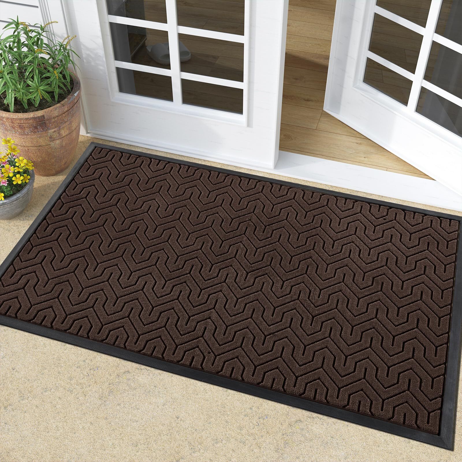 Front Door Mat Outside Entrance, 36x24 Waterproof Outdoor Indoor Welcome Mat,...