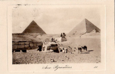 Real Photo Antique Postcard, Circa 1905, Egypt, Sphinx, Pyramids rare View