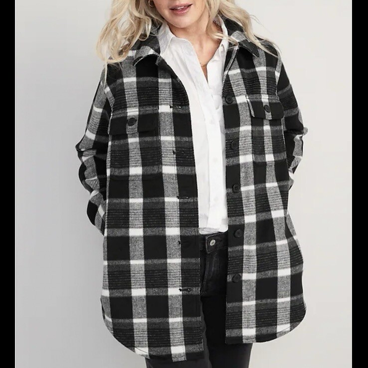 Brushed Shacket Oversized Black Shacket Lazer Men's And Big Men's