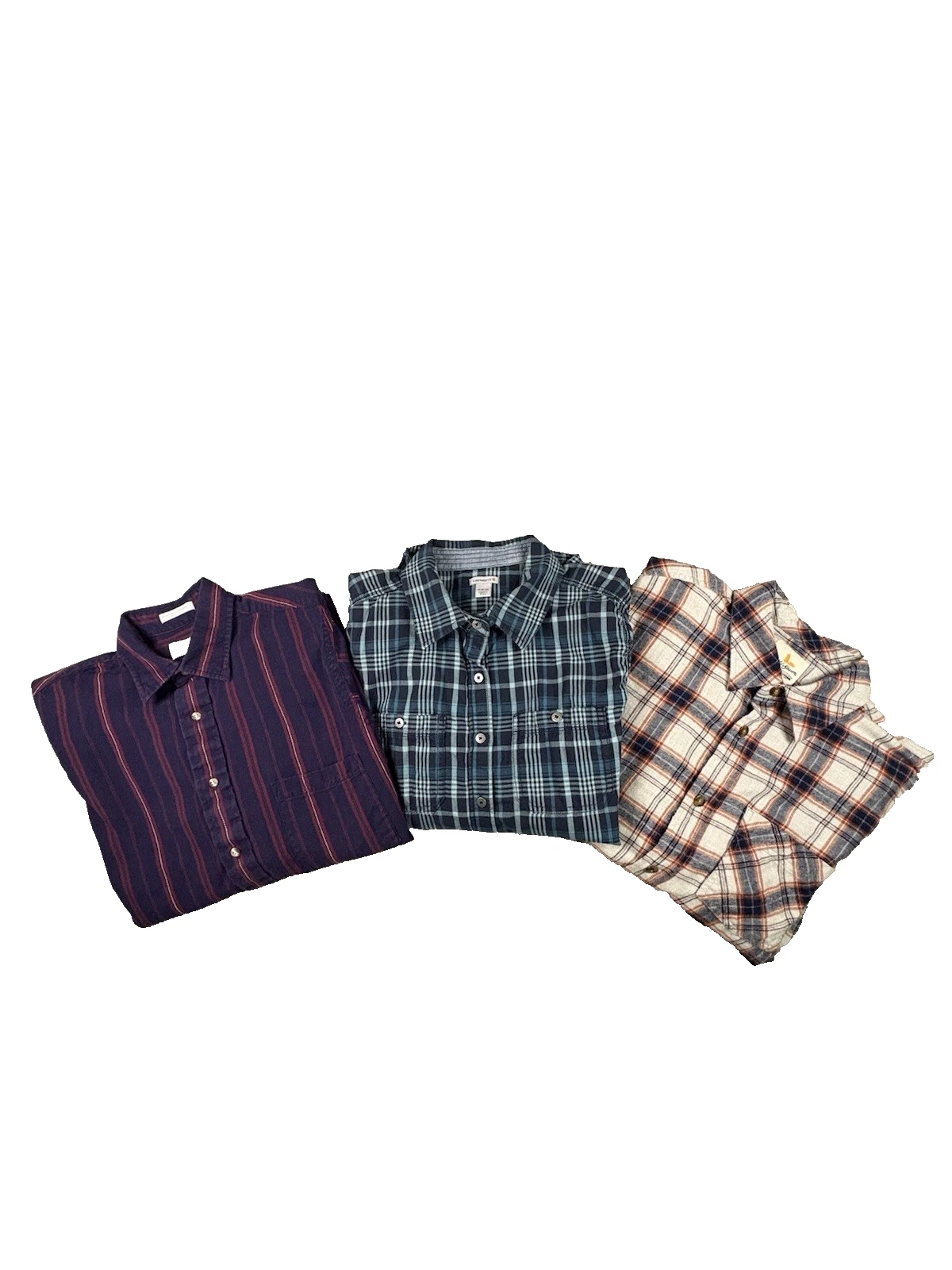 MIXED LOT OF 3 Men's M Carhartt/Field & Stream/Eagle LS Plaid Shirts SEE DESCRIP