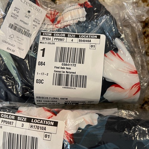 NWT J. Crew Boys' Navy W/Hibiscus Floral Print Swim Trunk - SIZE 5 - Picture 7 of 11