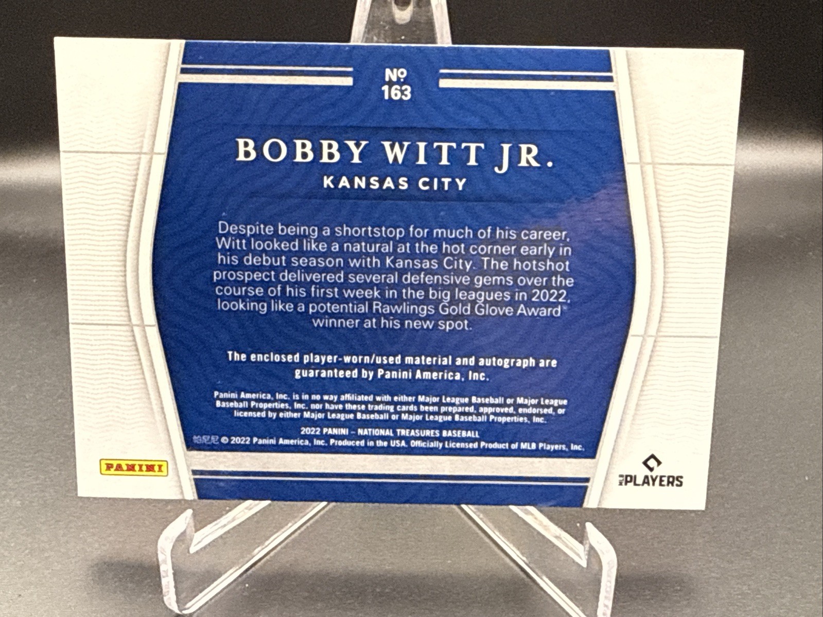 2022 Bobby Witt Jr National Treasures Rookie Patch Auto  /49 Nice Patch! view 2