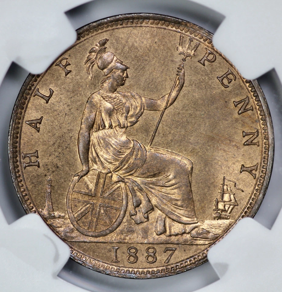 1887 Great Britain 1/2P Half Penny NGC MS 65 RB Red Brown - Image 3 of 4